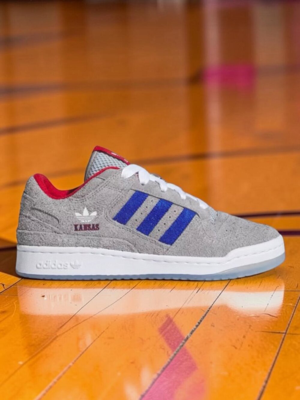 Adidas Forum Low CL 'Kansas Jayhawks' Mens Shoes Size 13 Grey/Blue (NEW) HQ7485